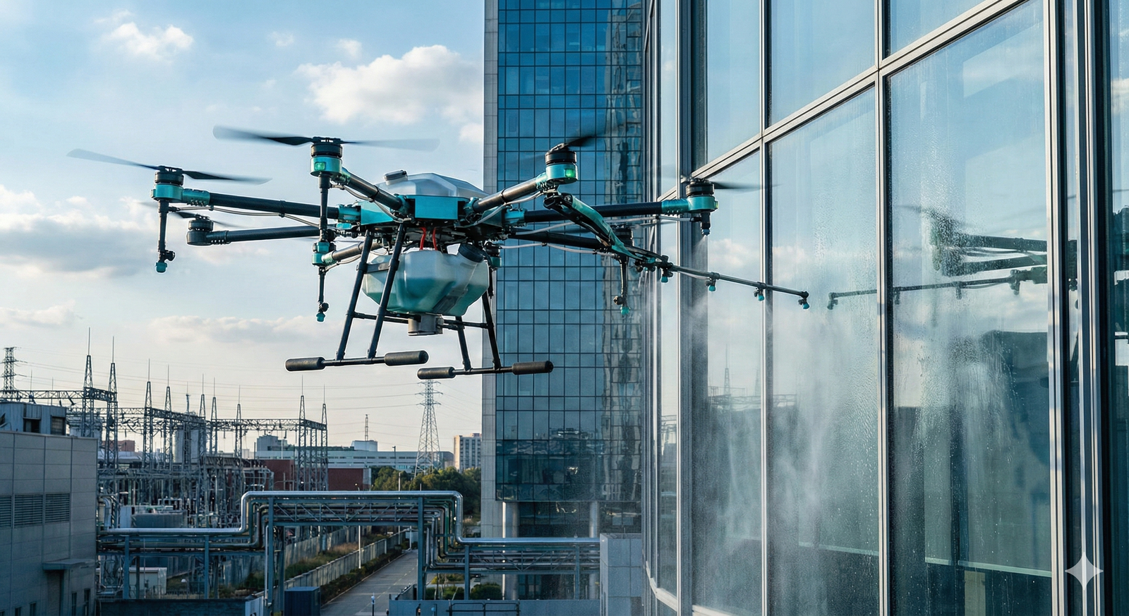 Cleaning Drone for Industrial and High-Rise Surfaces